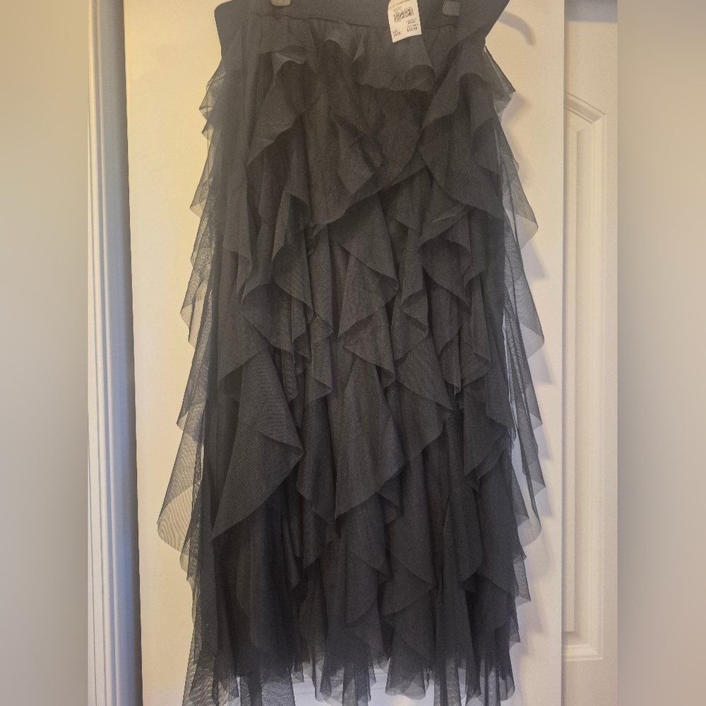 Cato Black Asymmetrical Layered Skirt